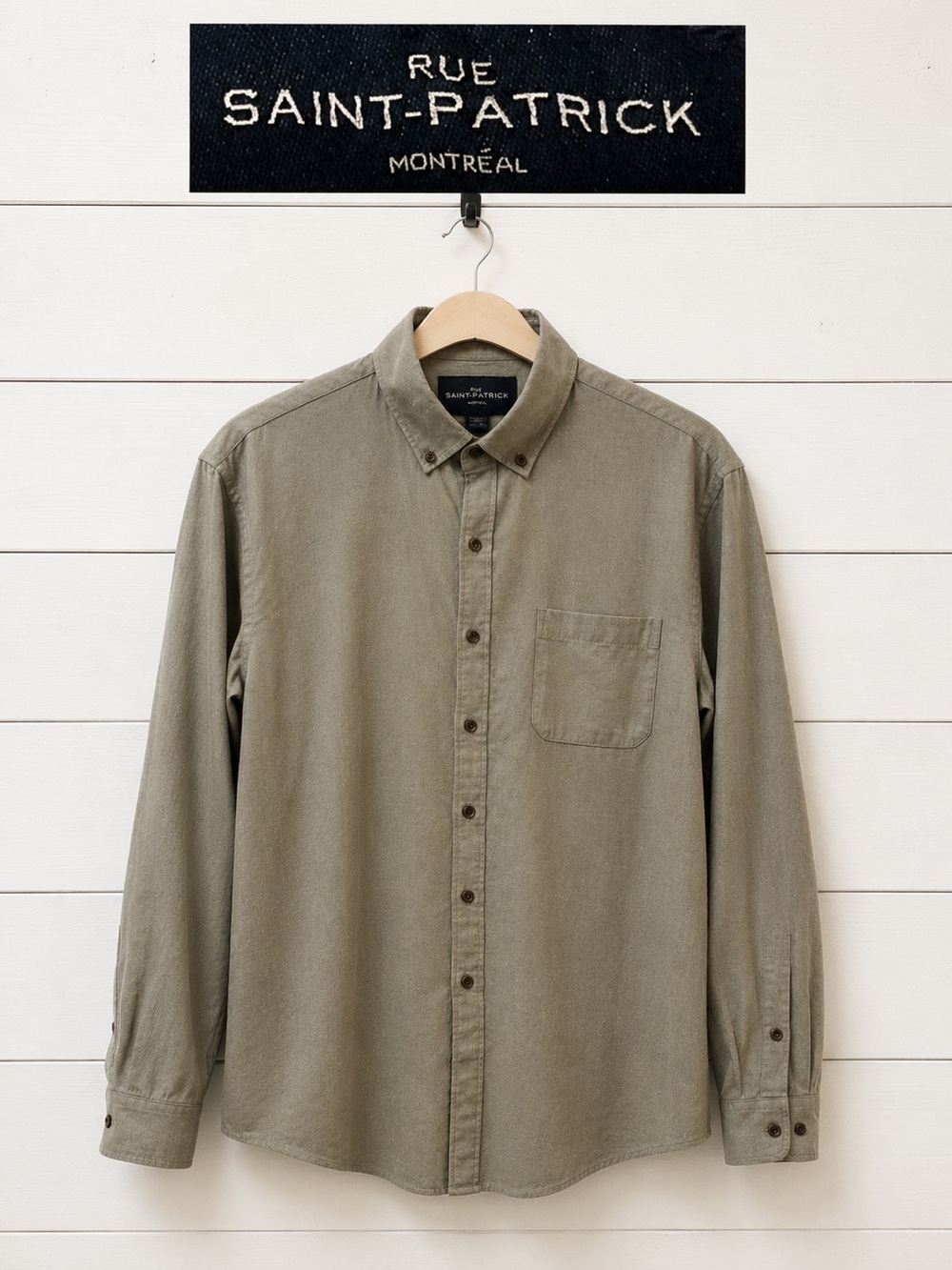 RUE SAINT-PATRICK Grey Beige Button-Up Shirt XL